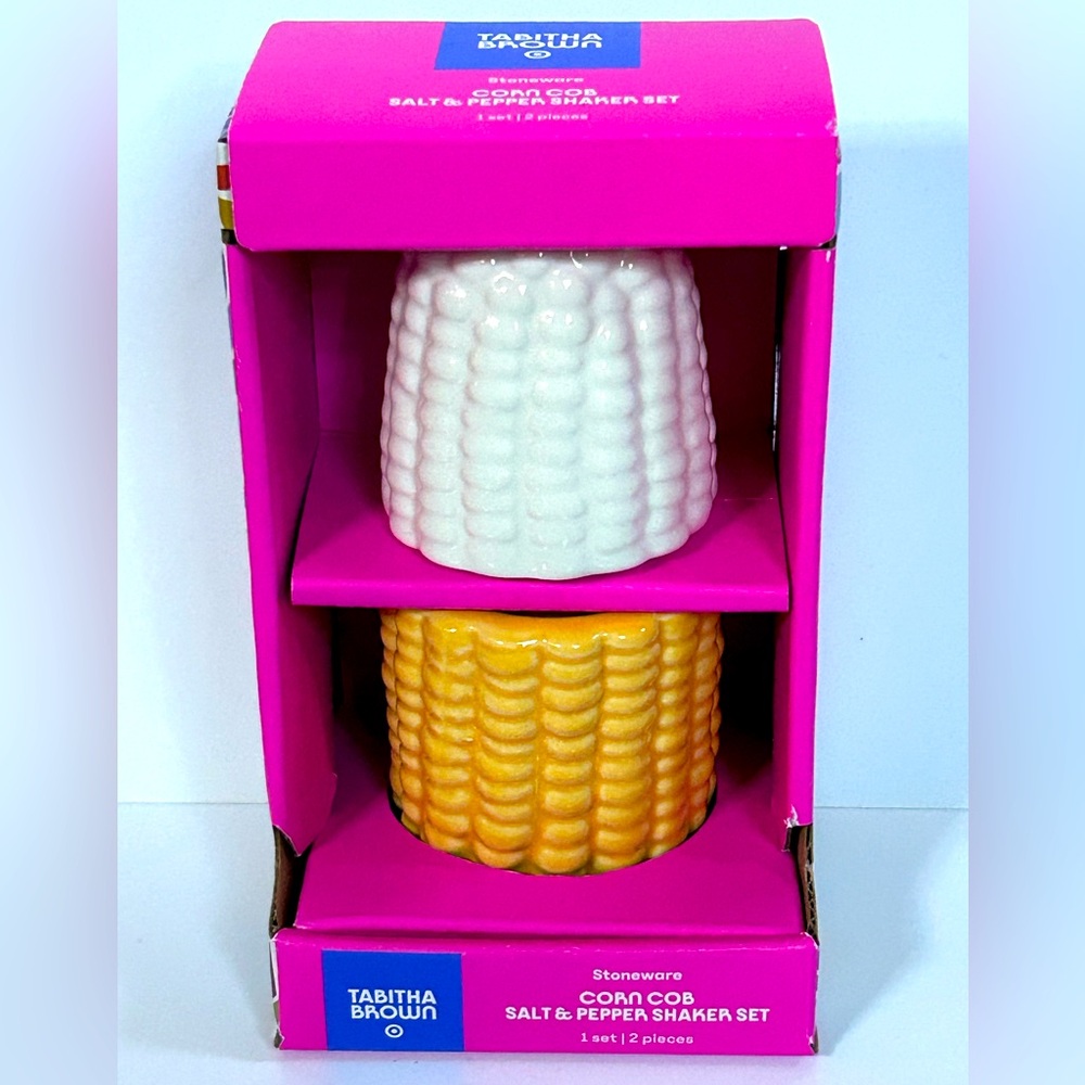 NEW!! Tabitha Brown Novelty Corn Cob Shaped Salt and Pepper Shaker Set- (NWT)